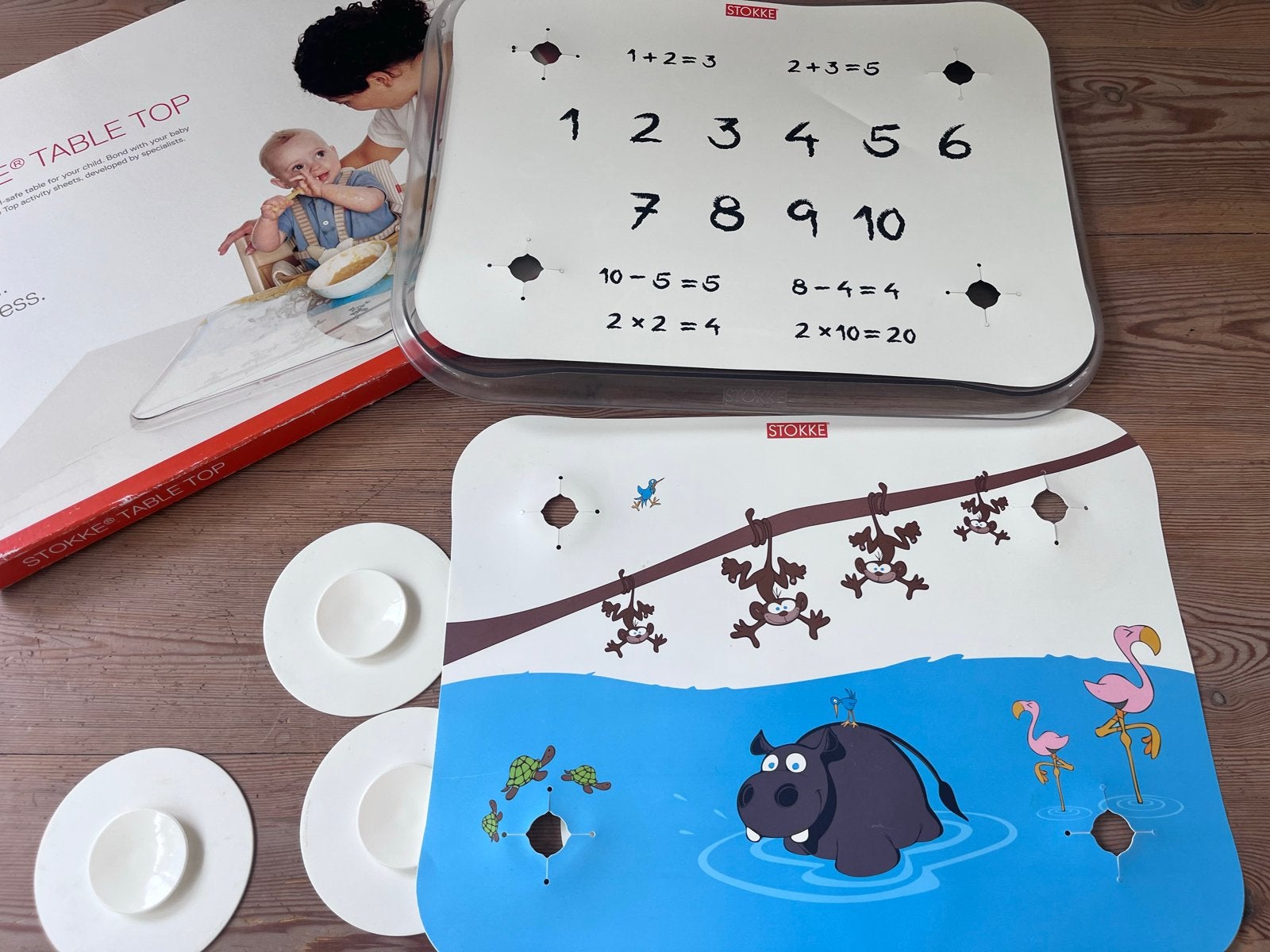 Stokke Table Top met 4 speelplaten en zuignappen, Ophalen of Verzenden, Gebruikt
