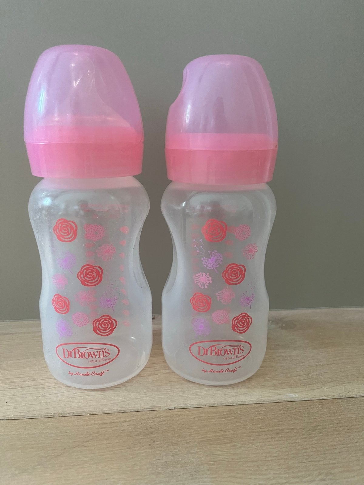 2x Dr. Brown's Options+ babyflessen roze 270ml, Ophalen of Verzenden, Gebruikt