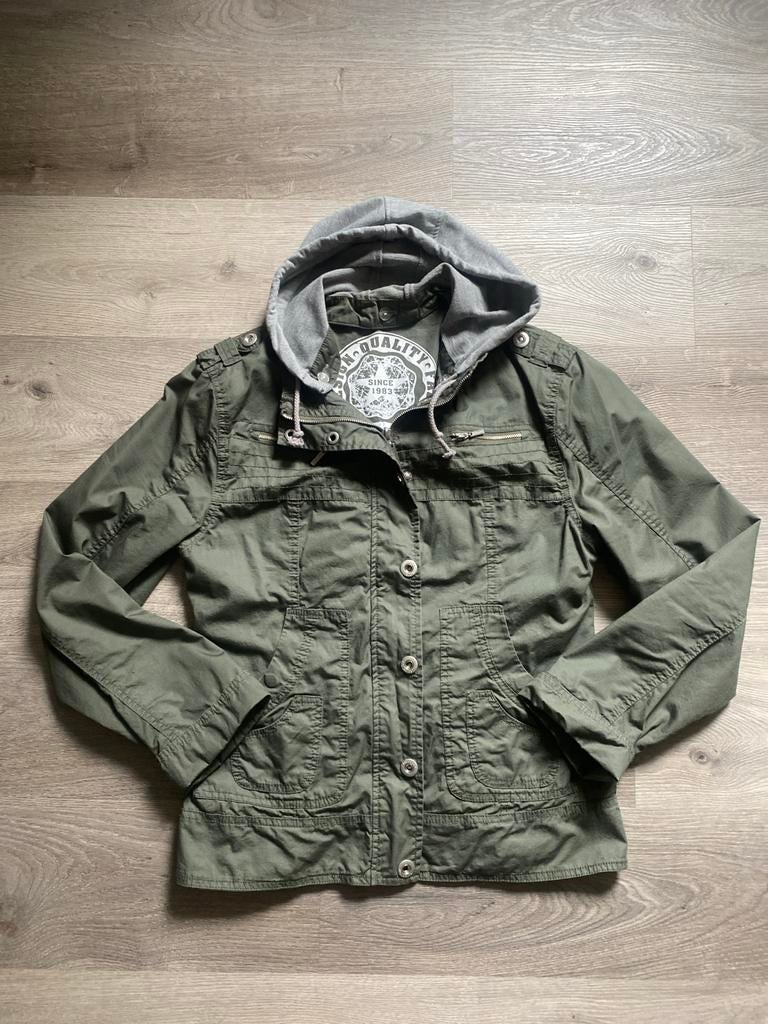 Stoere legergroene jas met capuchon Street One, Ophalen of Verzenden, Gedragen, Maat 38/40 (M), Groen