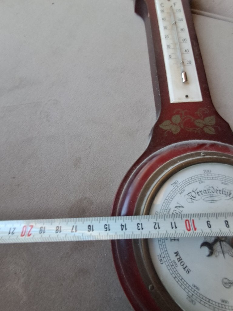Vintage weerstation hout barometer thermometer  CS27329, Audio, Tv en Foto, Ophalen of Verzenden, Gebruikt, Weerstation