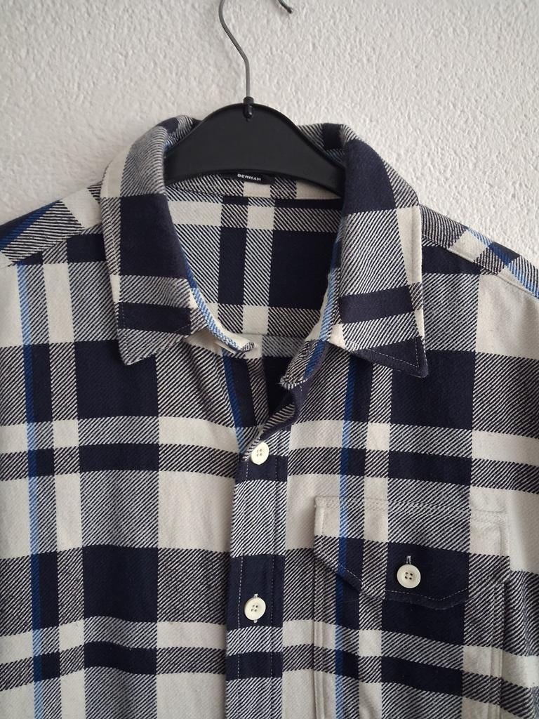 Denham geruit flanellen overhemd - Maat M, Blauw, Zo goed als nieuw, Denham, Halswijdte 39/40 (M)