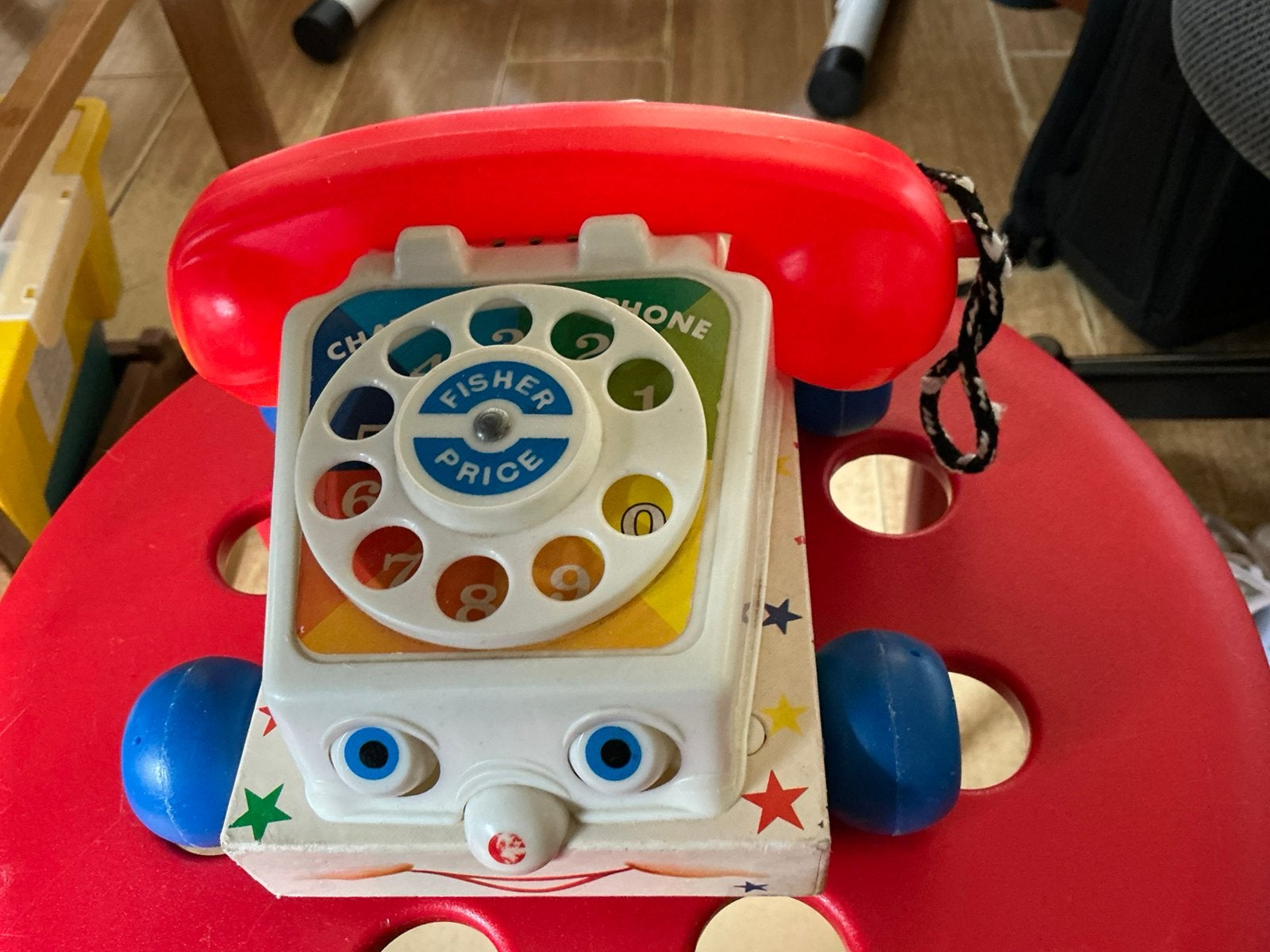 Fisher Price vintage telefoon draaischijf, knipperende ogen, Kinderen en Baby's, Ophalen of Verzenden, Gebruikt, Duw- of Trekspeelgoed