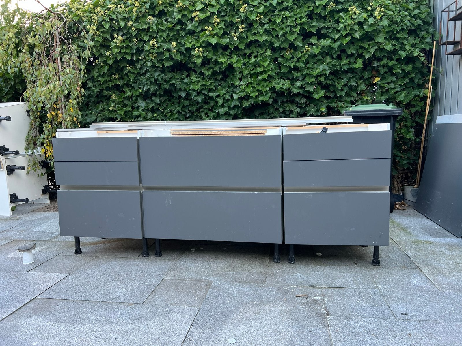 SieMatic keukeneiland – greeploos – veel lades-  Grijs, Ophalen, Gebruikt, 200 cm of meer, Minder dan 100 cm