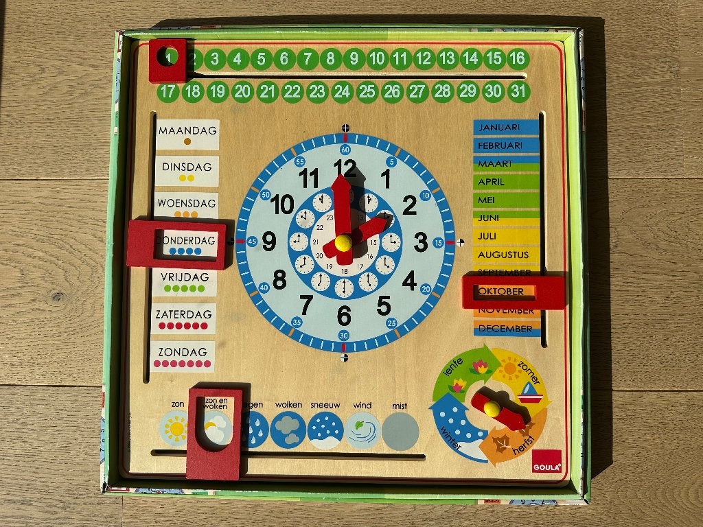 Houten Kalenderklok 3+ jaar, Ophalen of Verzenden, Gebruikt, Ontdekken