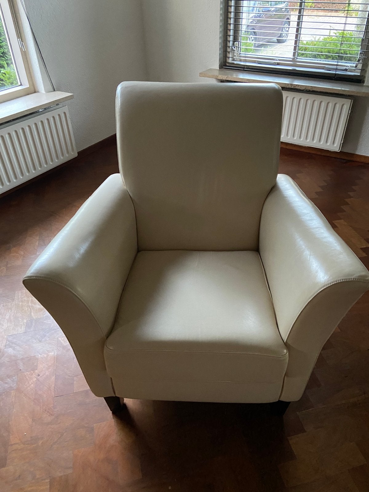 Prachtige leren fauteuil in crème leer !KOOPJE !, Huis en Inrichting, Fauteuils, Ophalen, Gebruikt, 50 tot 75 cm, Leer