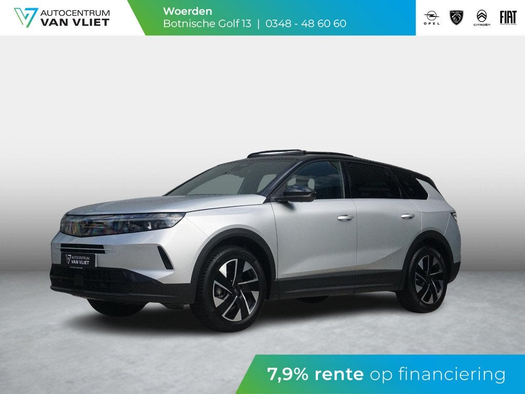 Opel Grandland 1.2 Turbo Hybrid GS Panoramadak, Auto's, Opel, Stof, Gebruikt, Euro 6, 1199 cc