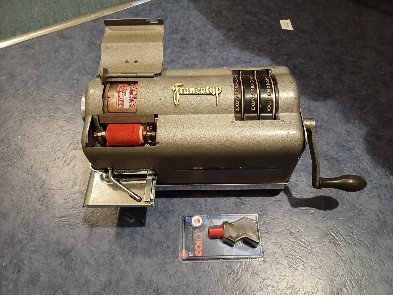 Vintage Francotyp frankeermachine met slinger, Ophalen of Verzenden