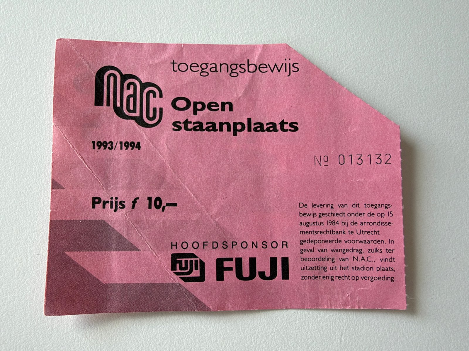 Ticket NAC 1993/1994, Ophalen of Verzenden, Gebruikt, NAC Breda, Overige typen