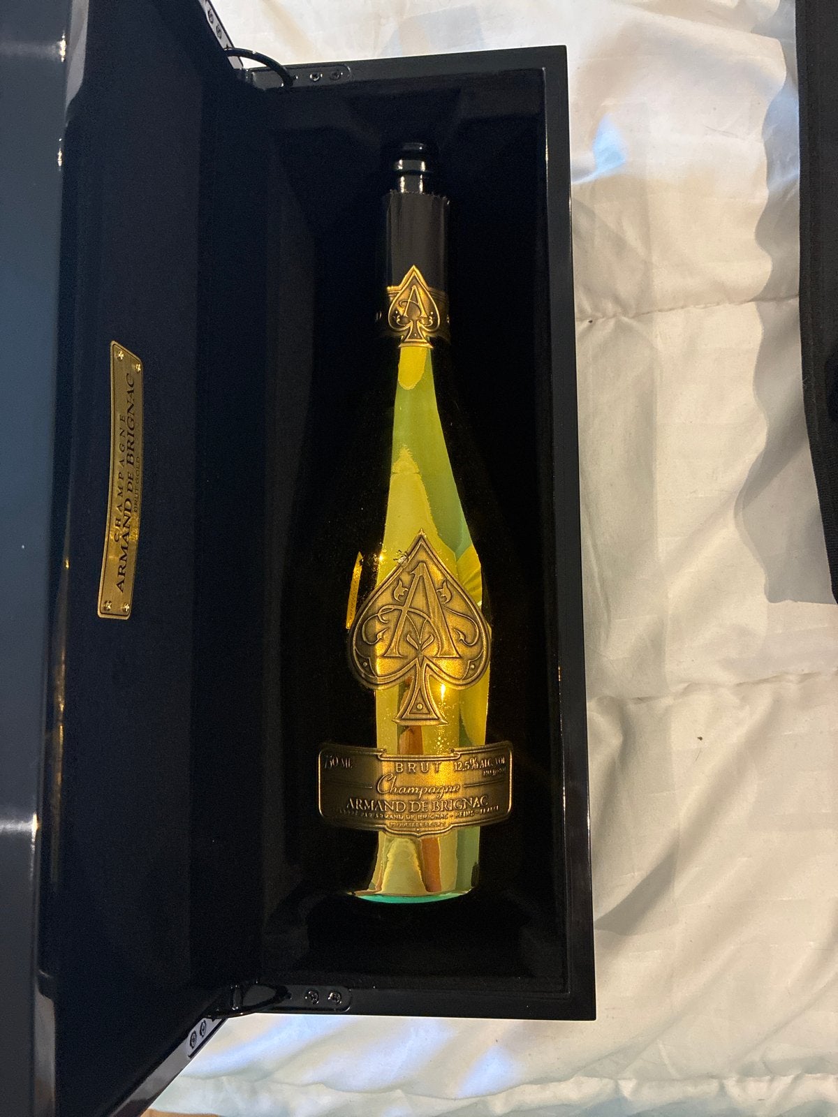 Leeg! Armand de Brignac Brut Gold Champagne in luxe kist, Ophalen of Verzenden, Nieuw, Frankrijk, Champagne