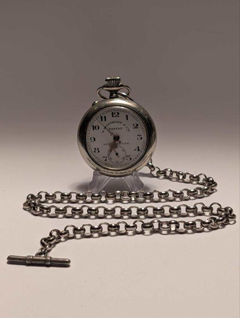 Antiek W. Rosskopf & Co Patent Zakhorloge met Ketting, Ophalen of Verzenden