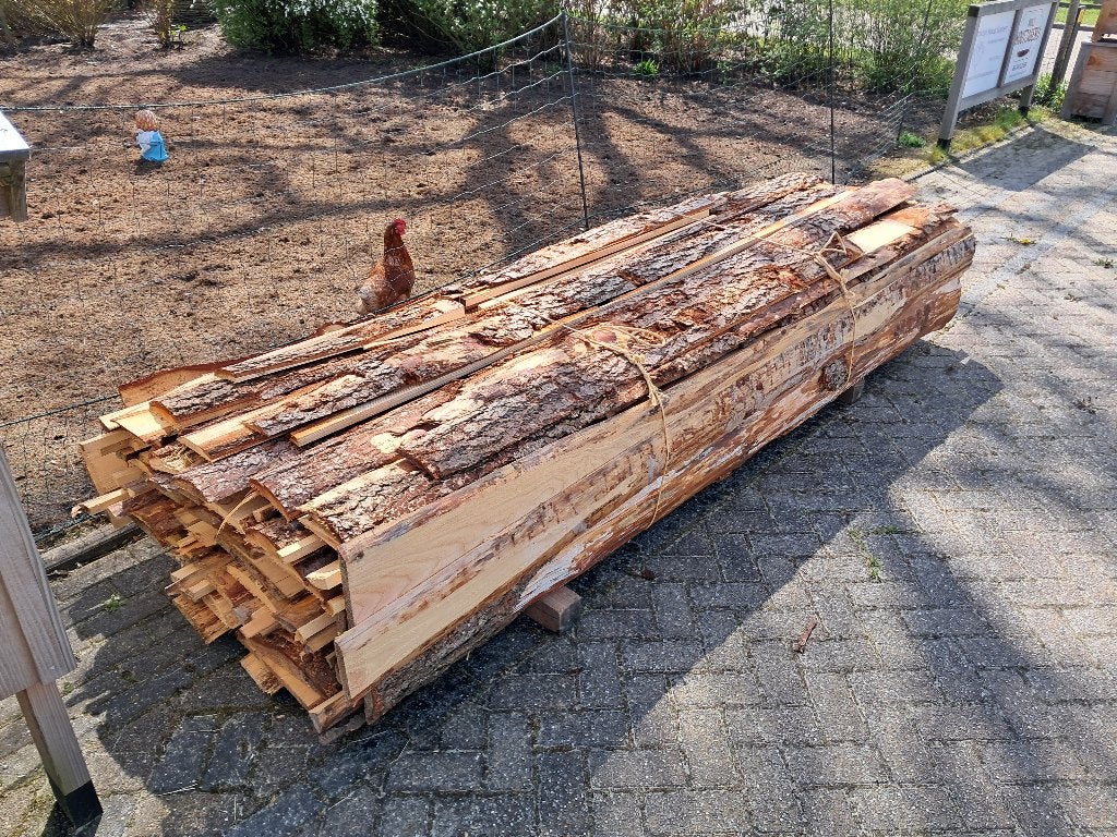Douglas zaagresten: bundel ongeveer1,5 m3 € 60,- incl BTW, Tuin en Terras, Haardhout, Minder dan 3 m³, Ophalen, Overige houtsoorten