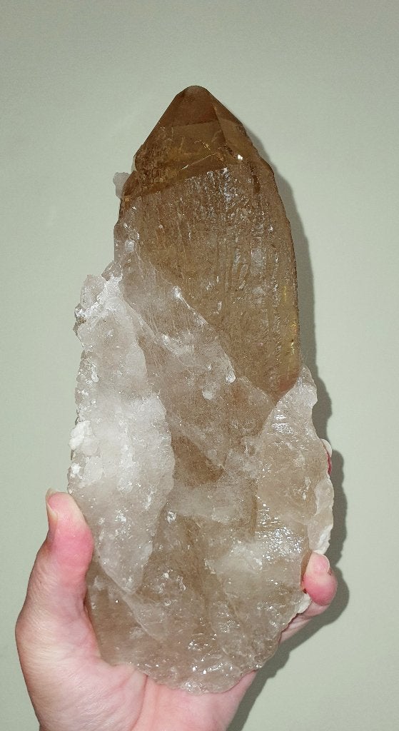 Giant Himalaya Lemurische Kathedraal Citrien Punt! 1.2 Kg., Verzenden, Mineraal