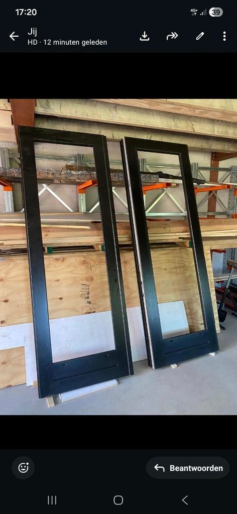 Hardhouten openslaande deuren met 3-puntssluiting, Gebruikt, 80 tot 100 cm, 215 cm of meer, Ophalen of Verzenden