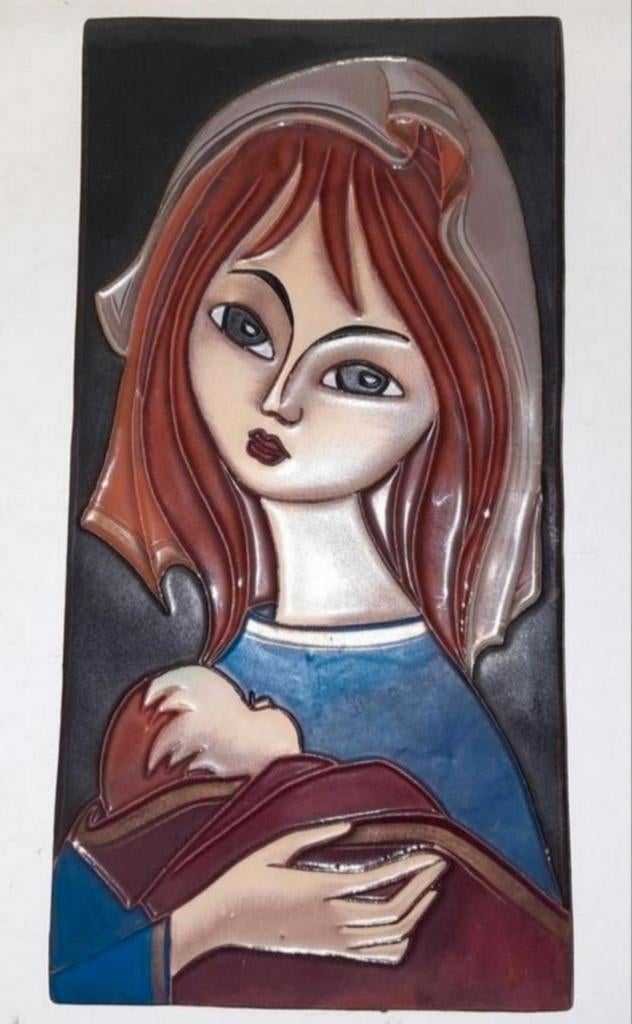 Vintage Keramische wandtegel door Jan Kellner, Antiek en Kunst, Ophalen of Verzenden