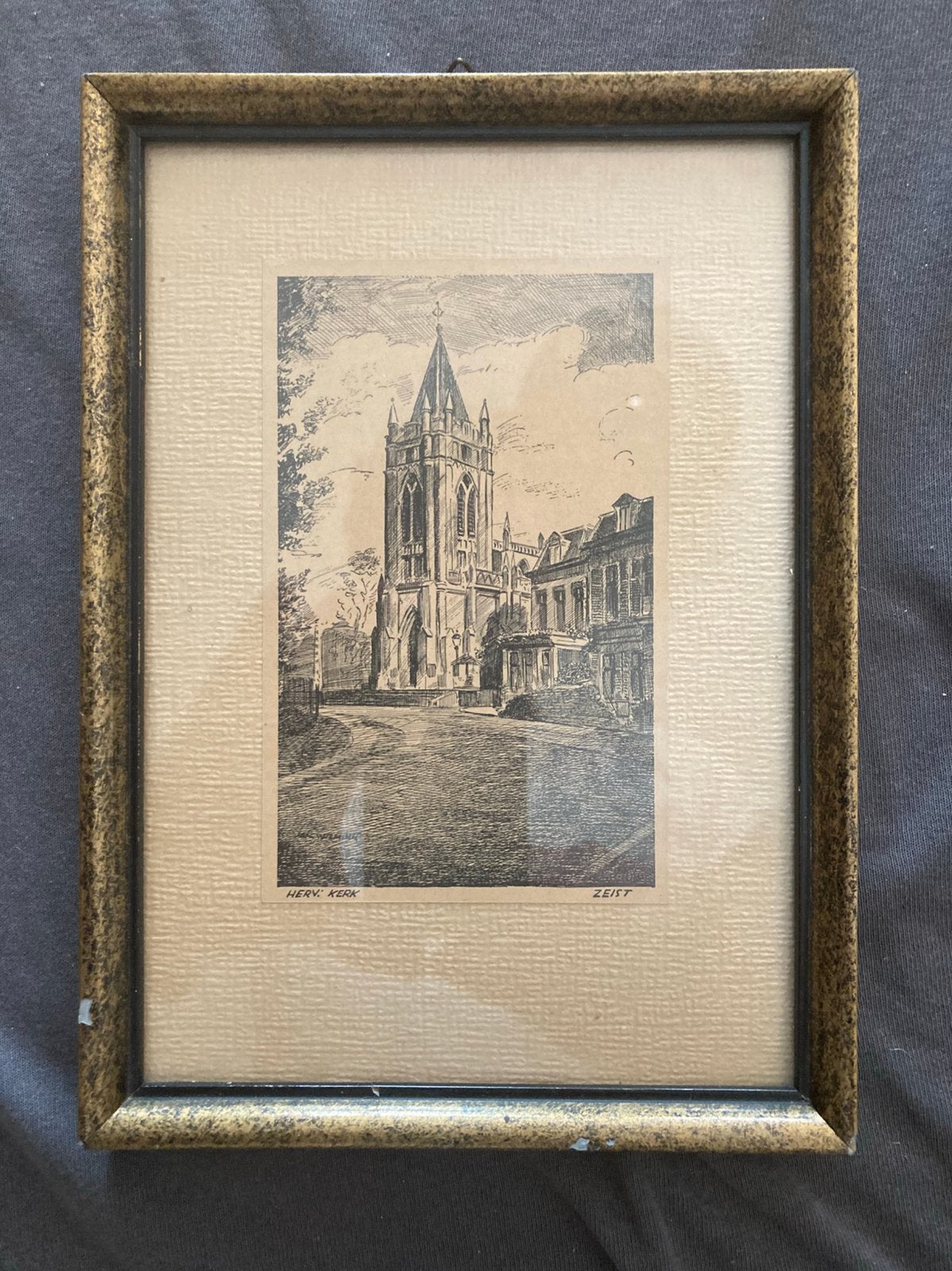 Jan Wilmink  pentekening Oude kerk Zeist, Ophalen of Verzenden