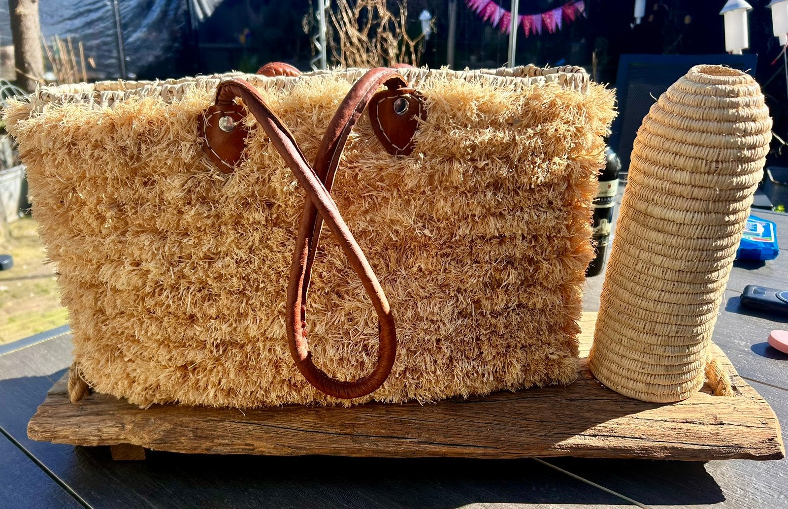 Boho raffia afsluitbare strandtas, Ophalen of Verzenden, Nieuw, Bruin, Shopper