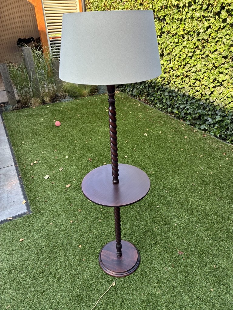 Bijzettafeltje met crème witte lampenkap, Huis en Inrichting, Ophalen, Gebruikt, Klassiek, Rond