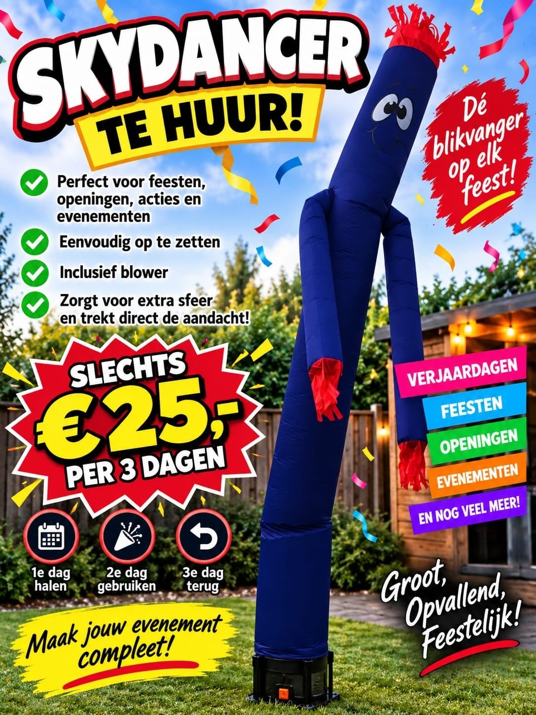 Opblaasbare Wacky Waving Arm Tube Man paars te huur, Ophalen, Nieuw, Feestartikel, Overige