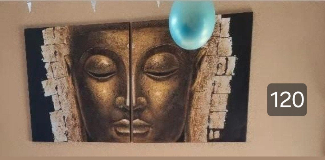schilderij bladgoud buddha chic goud zwart, Ophalen of Verzenden, 3D-effect