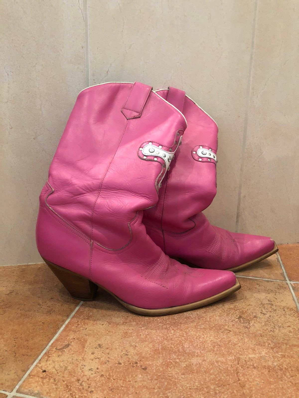 Cowboylaarzen, Hoge laarzen, Ophalen of Verzenden, Zo goed als nieuw, Roze