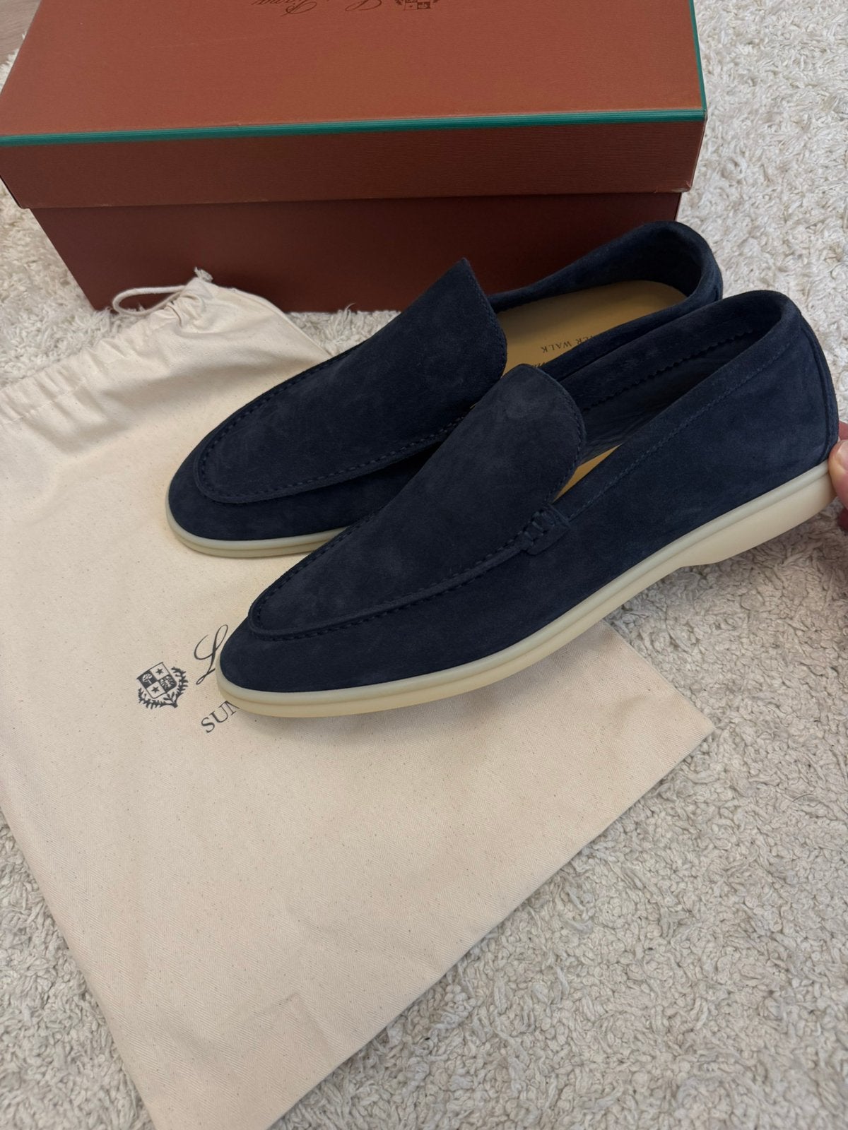 Loro piana summer walk navy blue maat 45, Ophalen of Verzenden, Zo goed als nieuw, Blauw, Loafers