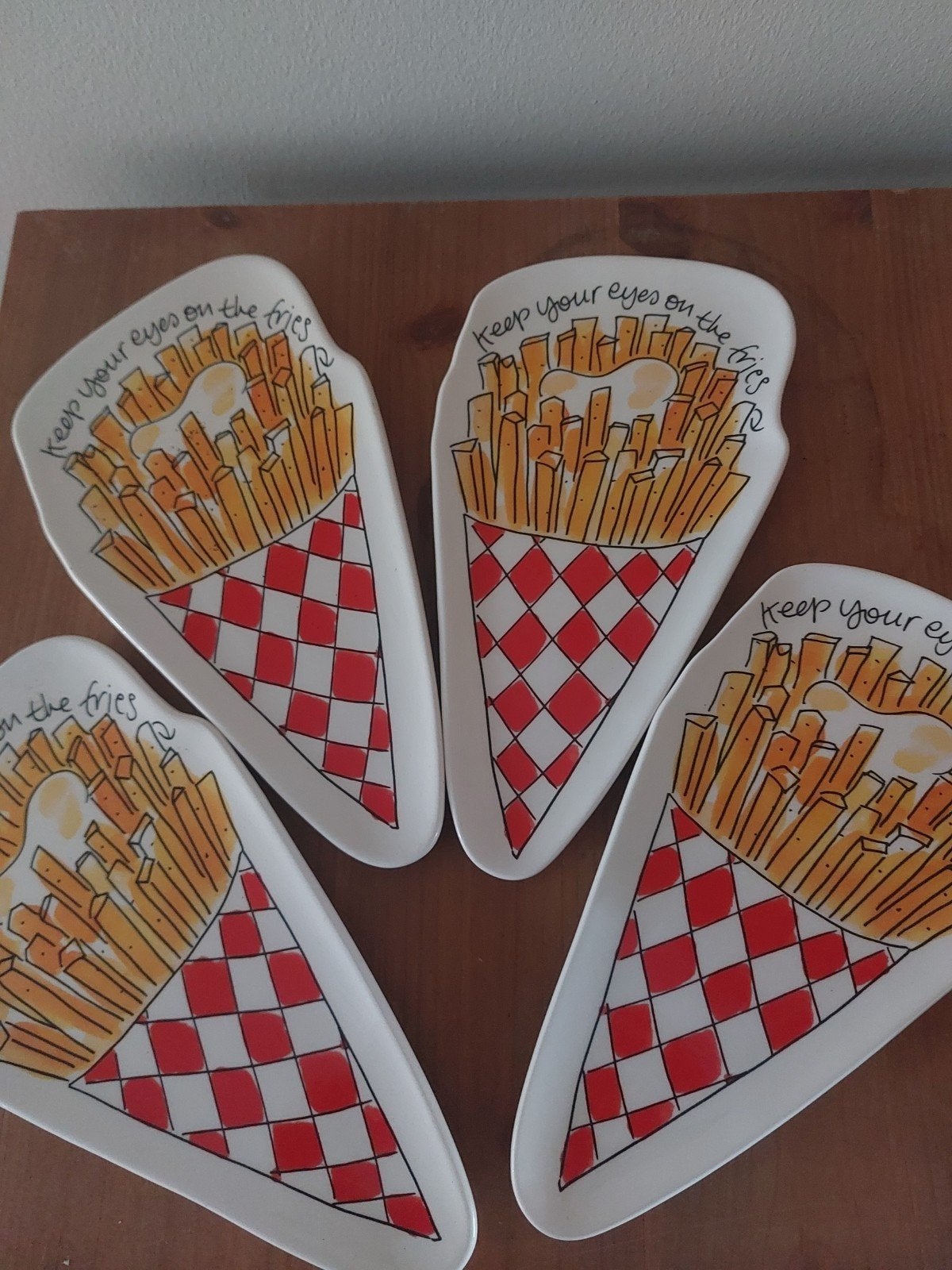 4 Blond Amsterdam Snack Fries bordjes 23 x 13 cm, Nieuw, Ophalen of Verzenden, Bord(en), Aardewerk