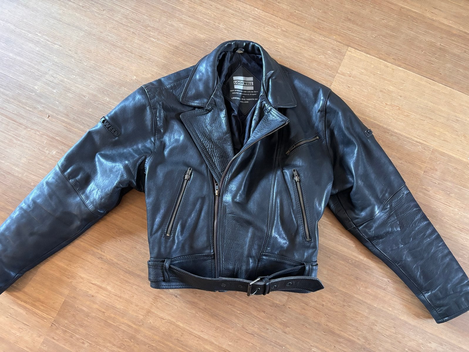Lookwell Leren Motorjas Zwart - Maat 40/50 (M), Ophalen of Verzenden, Gedragen, Maat 48/50 (M), Zwart