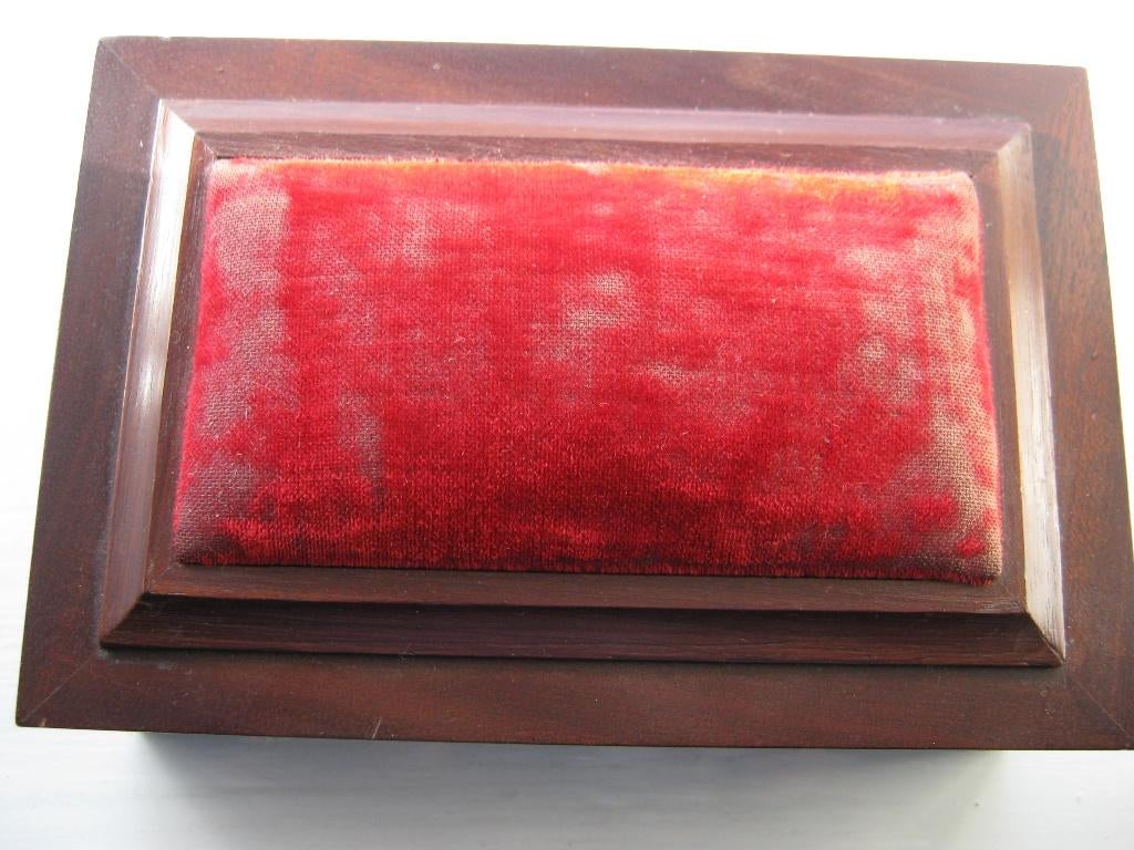 Antiek Mahonie Doos met Speldenkussen, Antiek en Kunst, Curiosa en Brocante, Verzenden