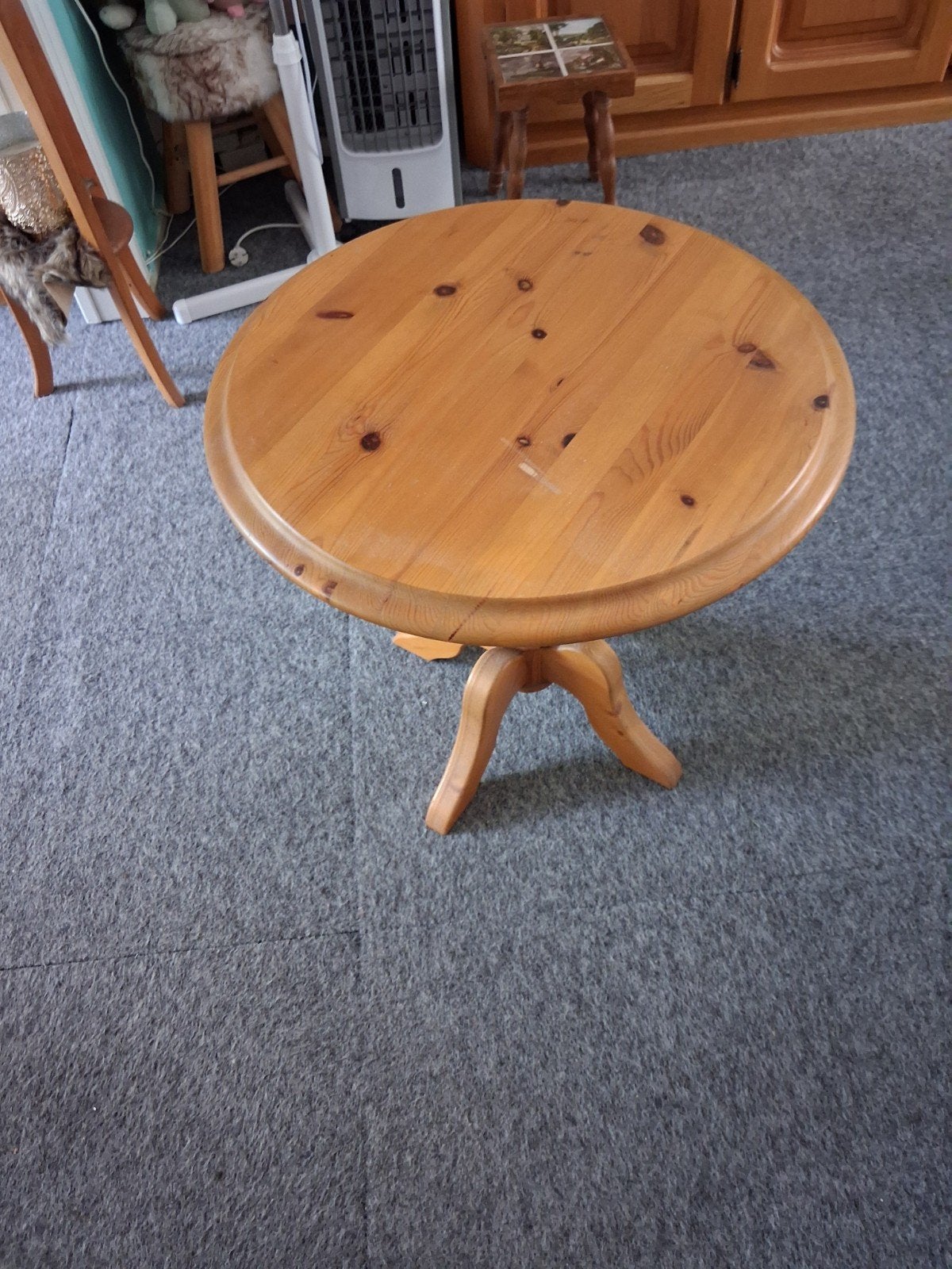 Ronde houten salontafel - grenen, Ophalen, 50 – 75, Gebruikt, 50 tot 100 cm