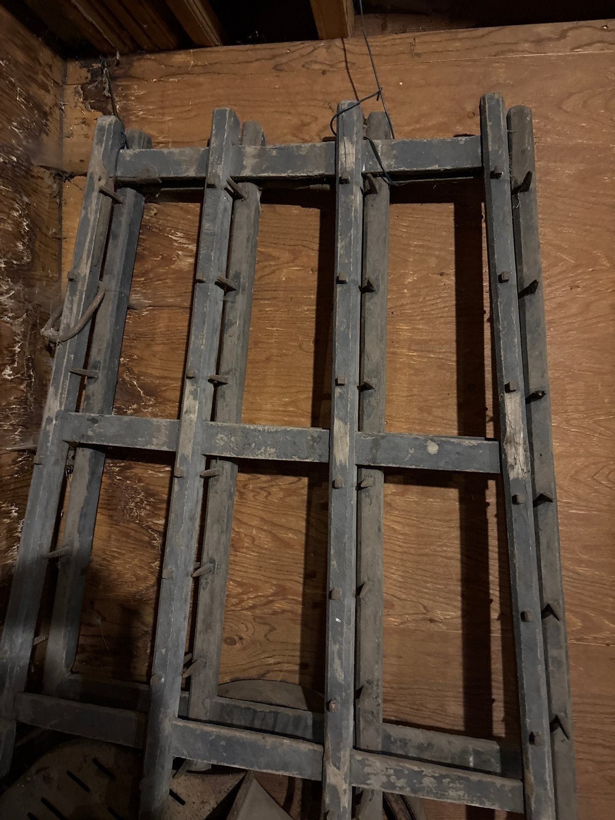 Antiek houten Eg, werd vroeger door paarden getrokkenkruiden, Ophalen, Gebruikt