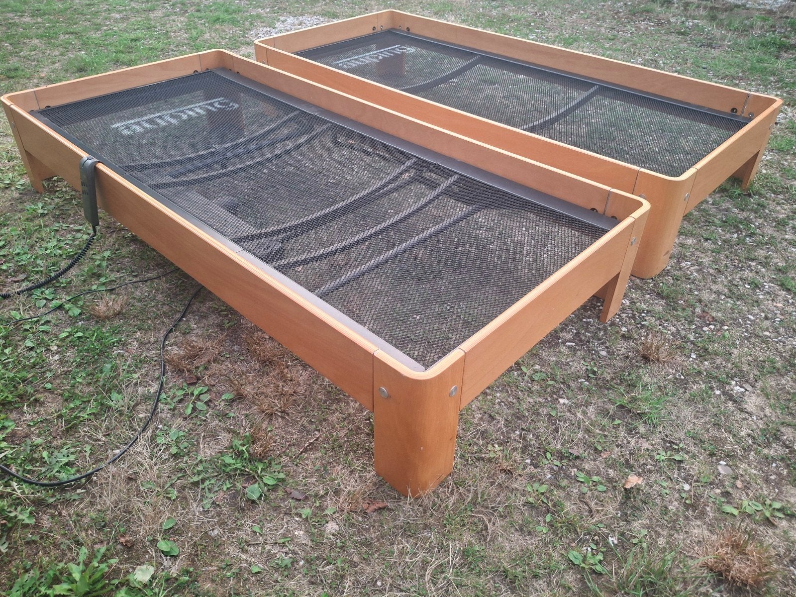 2xAuping Auronde bedden hxbxl 35x90x200cm 2xAuping spiralen, 90 cm, Eenpersoons, Bruin, Ophalen of Verzenden