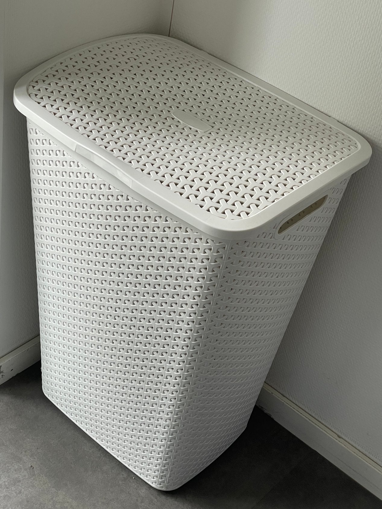 Curver White Rattan Laundry Basket with Lid | Wasmand, Ophalen, Gebruikt, Rechthoekig, Kunststof
