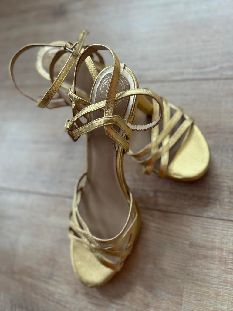Gouden Guess Sandalen met Hoge Hakken mast 41, Ophalen of Verzenden, Zo goed als nieuw, Overige kleuren, Schoenen met hoge hakken
