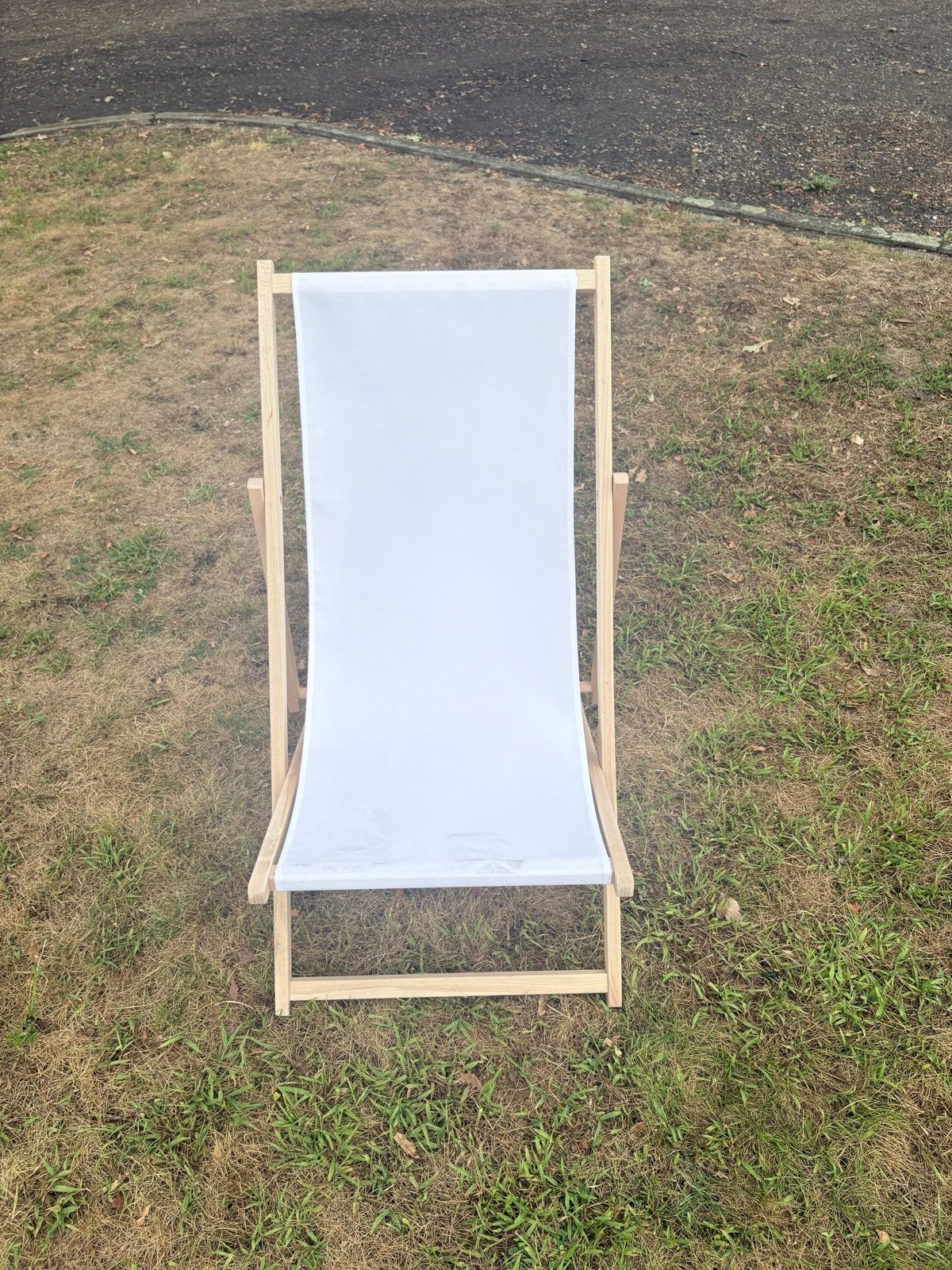 Witte strandstoel / ligstoel van hout, Ophalen of Verzenden, Zo goed als nieuw, Hout, Inklapbaar