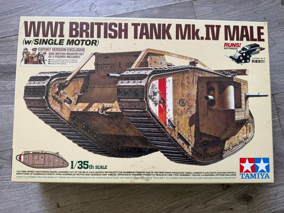 Tamiya 1/35 British Tank Mk IV Male w/ Motor, Hobby en Vrije tijd, Ophalen of Verzenden, Zo goed als nieuw, 1:32 tot 1:50