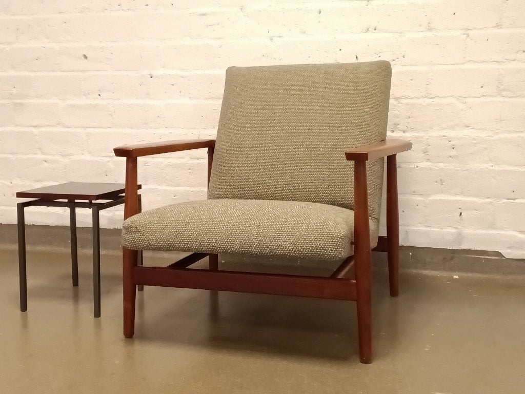 Vintage design fauteuil teakhout, Huis en Inrichting, Fauteuils, Gebruikt, Hout, 50 tot 75 cm, 75 tot 100 cm, Ophalen