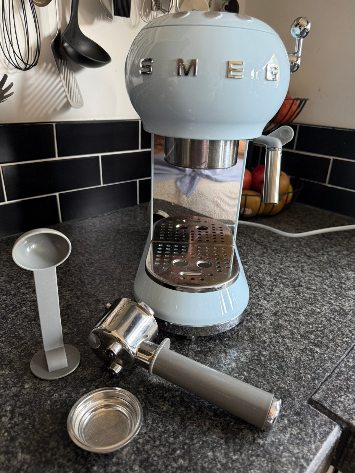 SMEG espressomachine pastelblauw, Witgoed en Apparatuur, Koffiezetapparaten, Stoompijpje, Espresso apparaat, Gemalen koffie, Ophalen of Verzenden