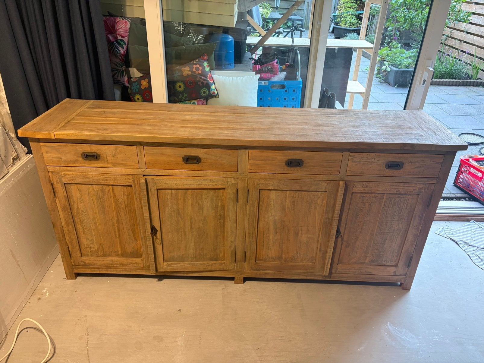 Teakhouten dressoir, Huis en Inrichting, Ophalen, 150 tot 200 cm, Teakhout, Zo goed als nieuw