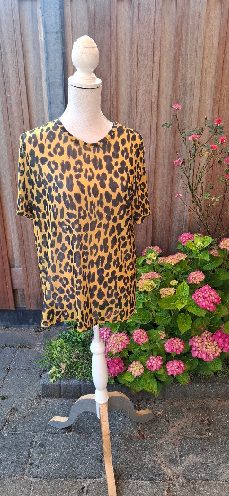 Geel zwart nylon shirt L, Ophalen of Verzenden
