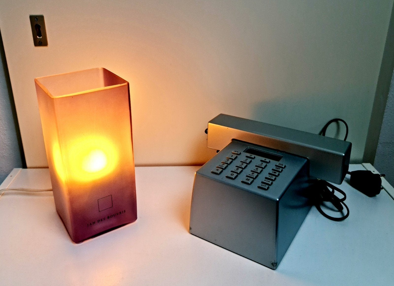 Ice Cube lamp tafellamp lila glas Jan des Bouvrie zeldzaam, Ophalen
