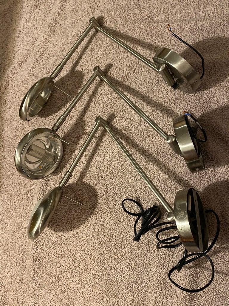 4 metalen wandlampen met dimfunctie van Van de Heg, Ophalen, Gebruikt, Dimbaar, Wandlamp
