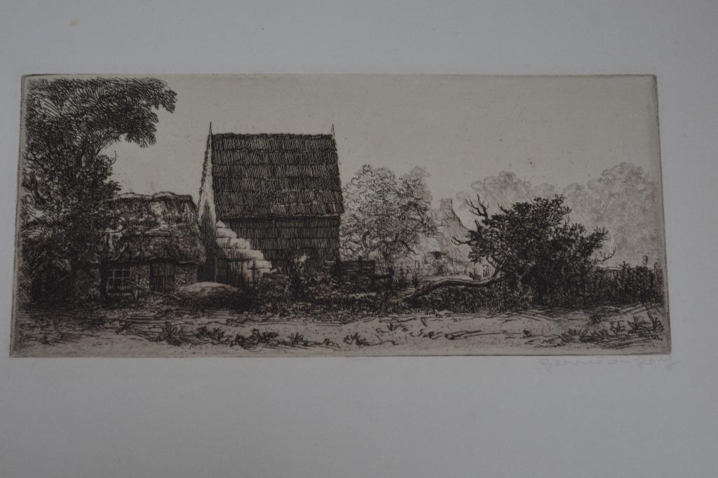 GERRIT DE JONG MOOIE ETS HET GOOIS LANDSCHAP BOERDERIJ GA5, Antiek en Kunst, Origineel, Landschap, 11 cm, 15 cm