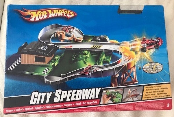 Hot Wheels City Speedway Racebaan, Kinderen en Baby's, Speelgoed | Racebanen, Nieuw, Racebaan, Opwindmechanisme, Hot Wheels, Zelf te bouwen