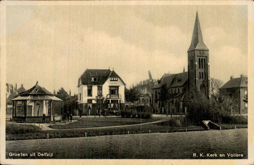 Delfzijl - R.K. Kerk - Volière, Ophalen of Verzenden, 1920 tot 1940, Gelopen, Groningen