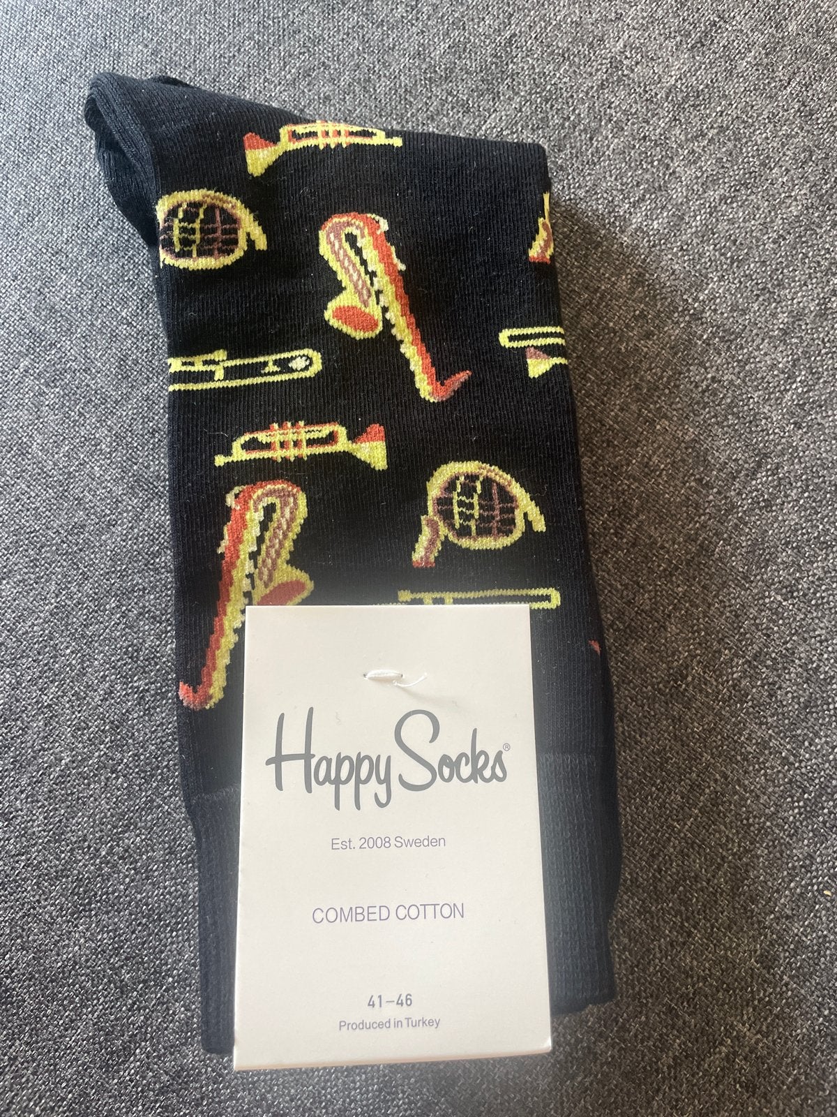 Happy Socks met muziekinstrumenten - Maat 41-46, Verzenden, Nieuw, Maat 43 t/m 46, Zwart