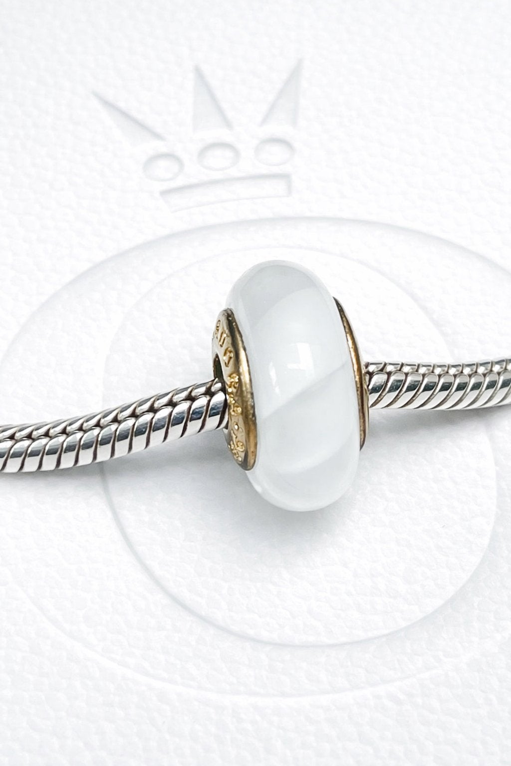 Pandora SHINE Murano glas bedel White Waves 767160, Ophalen, Zo goed als nieuw, Zilver, Pandora