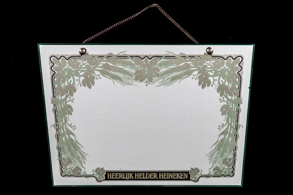 Heineken spiegel met ketting, Ophalen of Verzenden, Gebruikt, Reclamebord, Plaat of Schild, Heineken