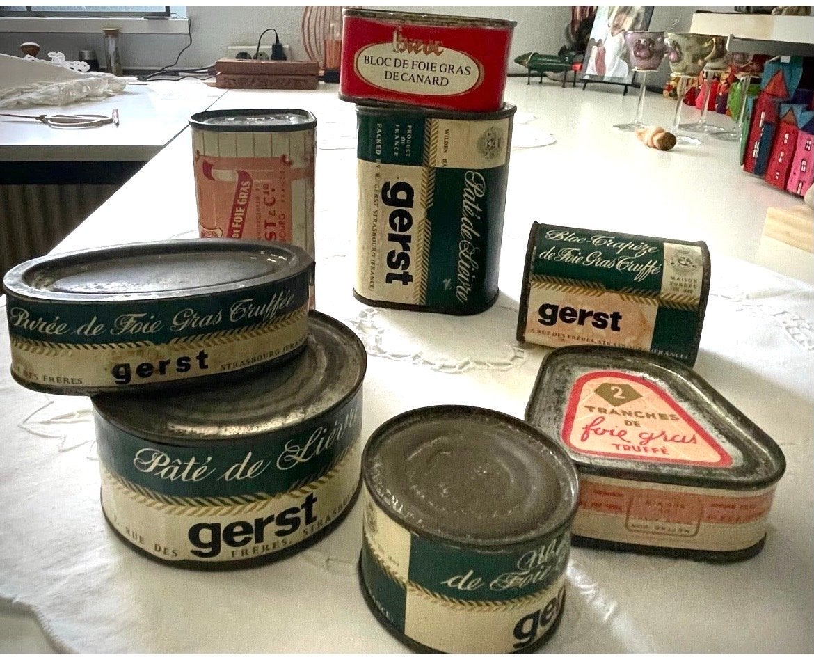 Vintage Gerst Foie Gras Blikken Collectie - Decoratief, Ophalen of Verzenden, Gebruikt