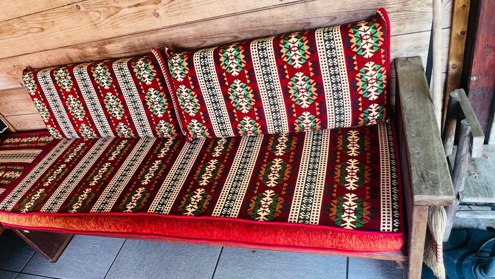 Tuinbankkussens 180 x 70 cm – €100, Ophalen, Zo goed als nieuw, Wicker
