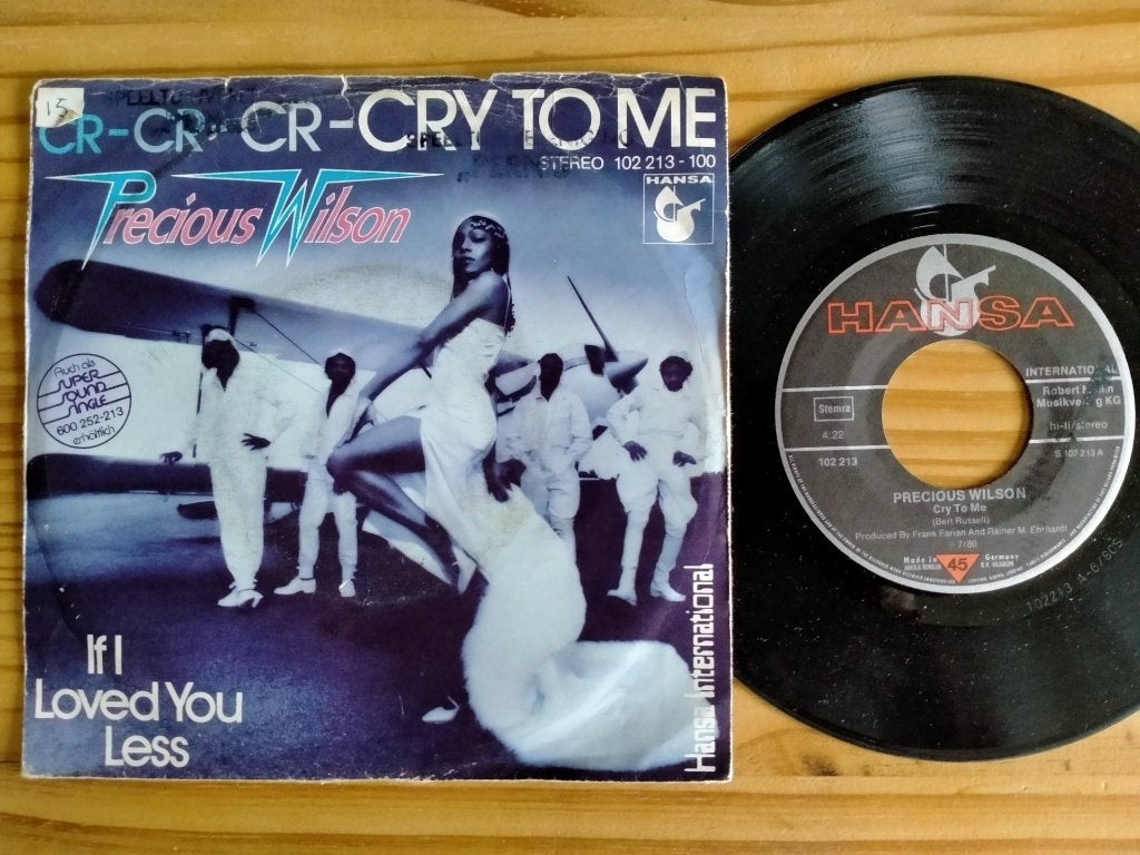 Single  -  Precious Wilson  -  Cr-Cr-Cr-Cry to me  -  1982, Fotohoes, Ophalen of Verzenden, Zo goed als nieuw, Pop